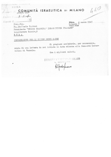 ENTI VARI. Busta 44 A-2 denuncia criminali di guerra. Procedimento penale contro Grini Mauro: 4.3.1947